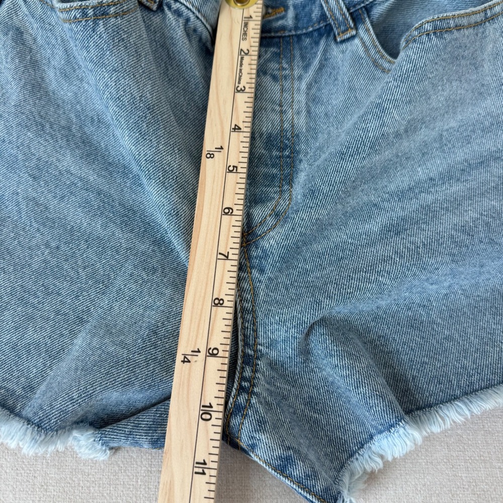EVERY High Waisted Denim Shorts Button Fly Raw Frayed Hem Festival Indie 28 - Picture 5 of 11